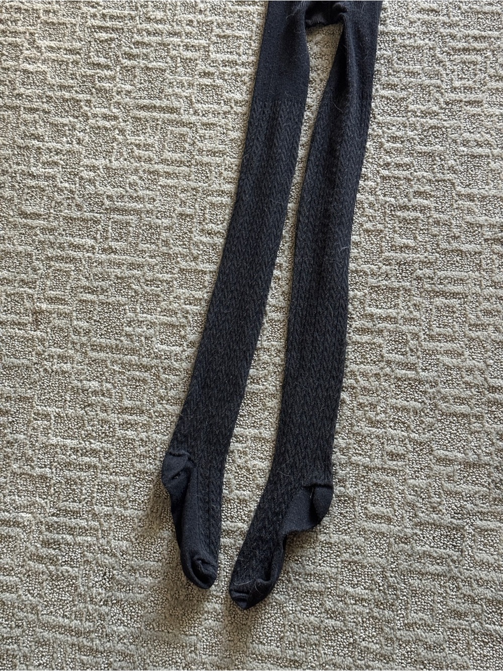 Textured Black Knit Tights